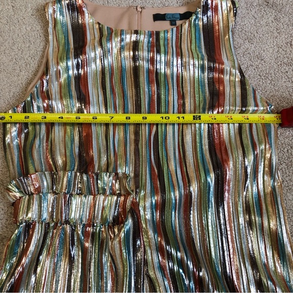 Eva Franco Clinquant Shimmer Striped Multicolor Sleeveless Top Women’s Size M - Picture 9 of 10
